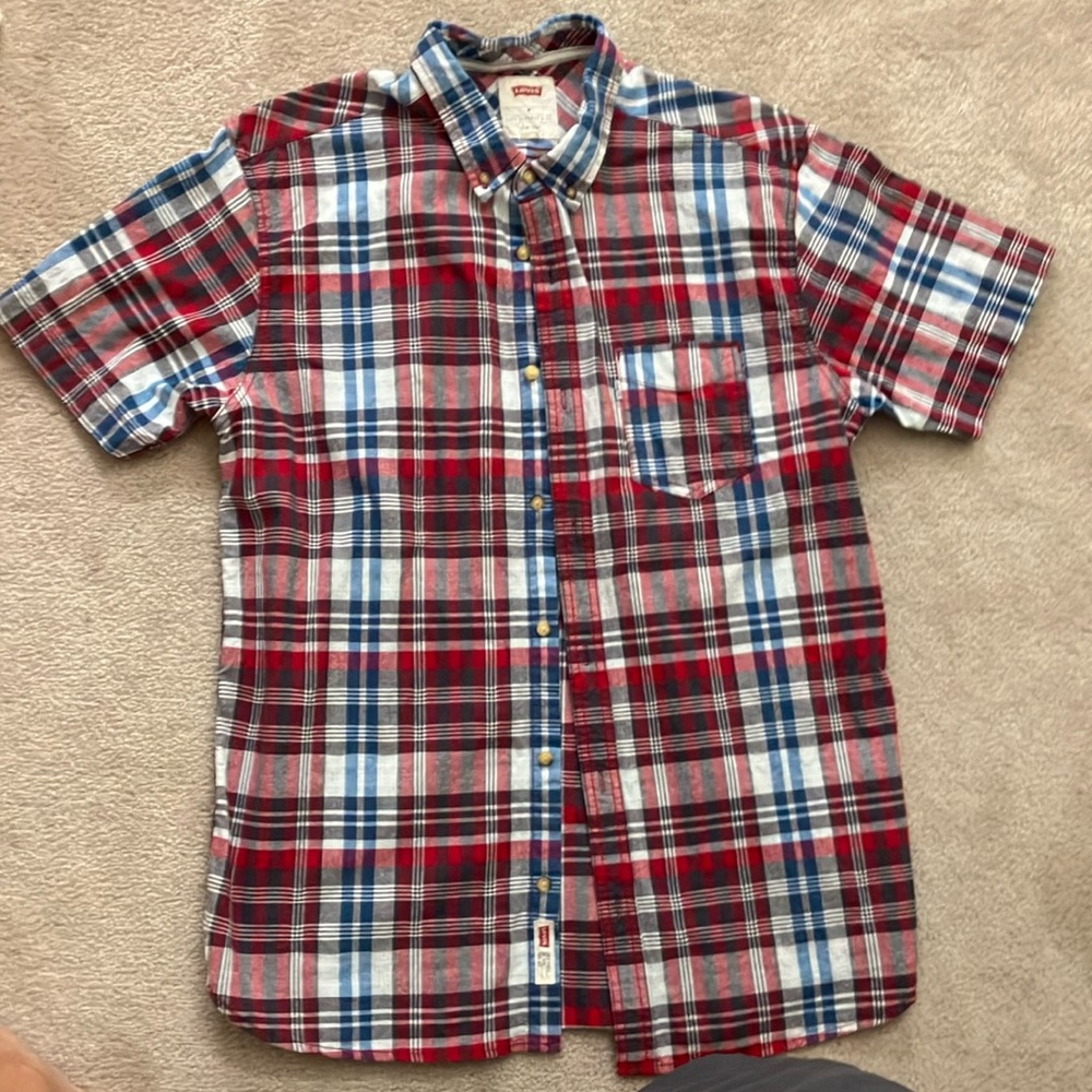Levi's Red and Blue Casual Button Down Shirt  plaid short sleeve